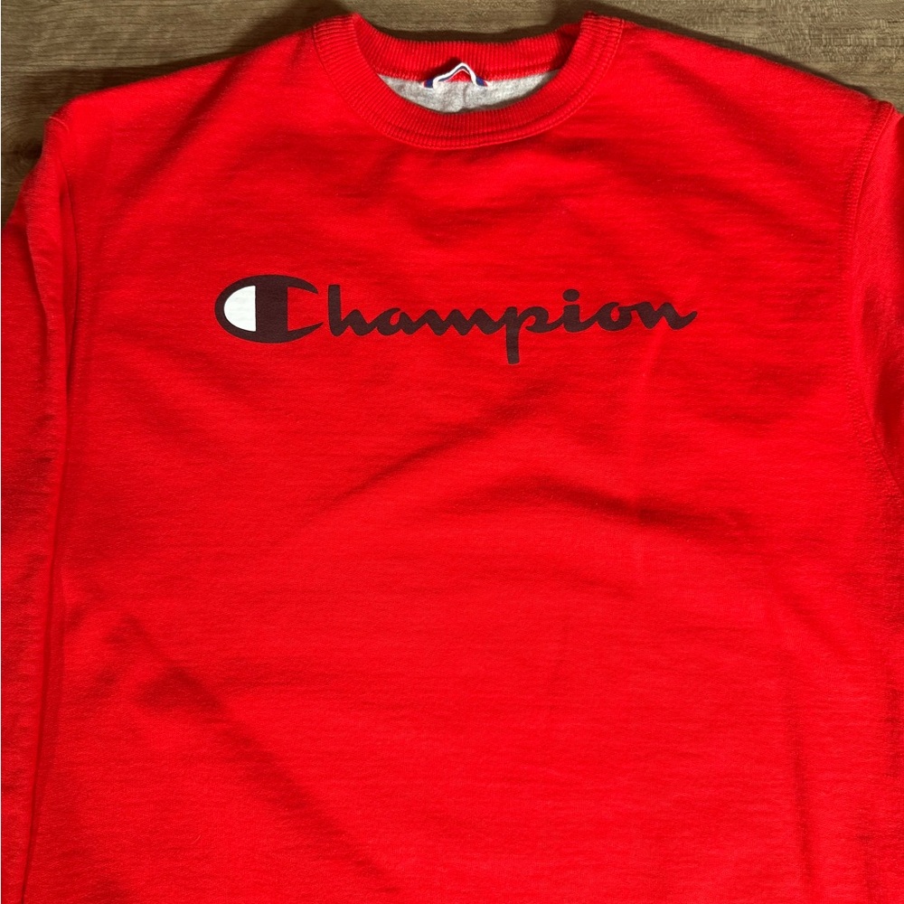Champion Men’s Long Sleeve Crewneck Sweater Red Medium - Picture 2 of 8